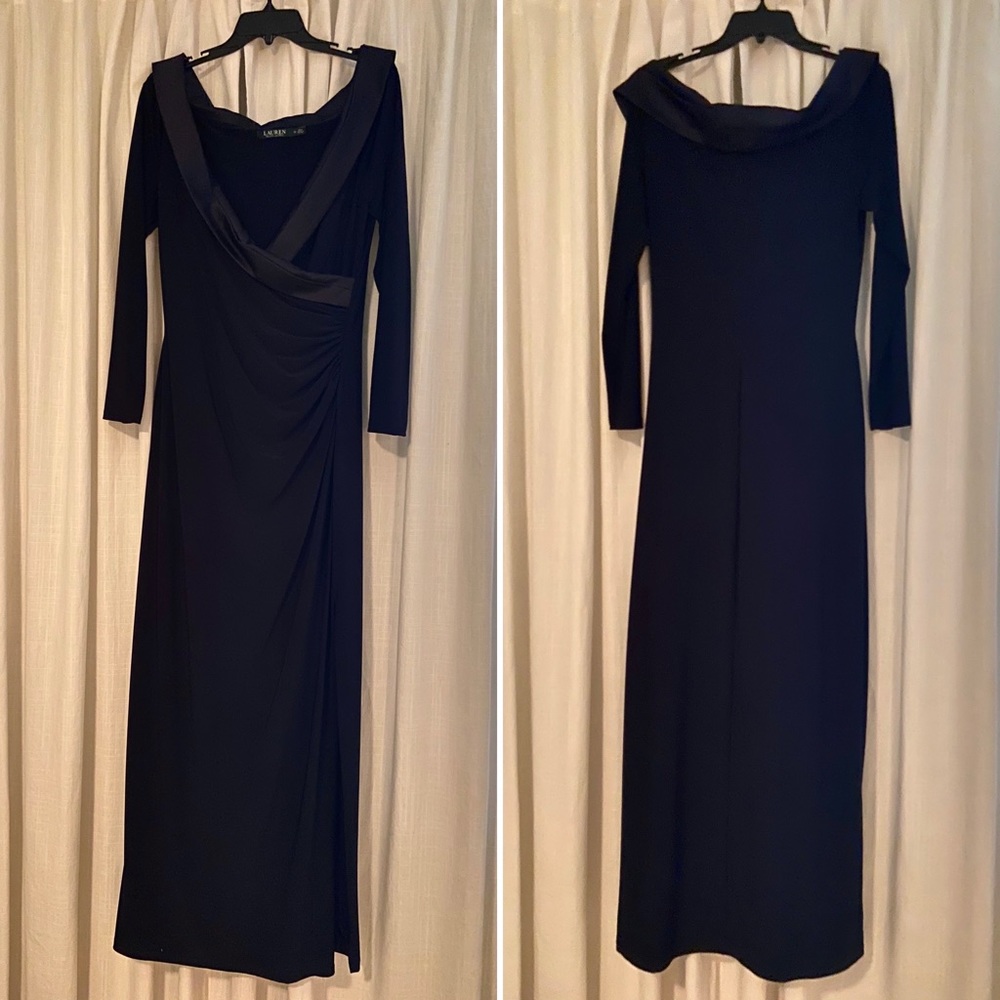 Beautiful navy Ralph Lauren gown - side slit